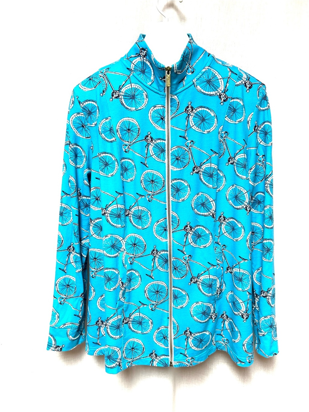 Bicycle jacket size XL cotton spandex zip front cornflower blue